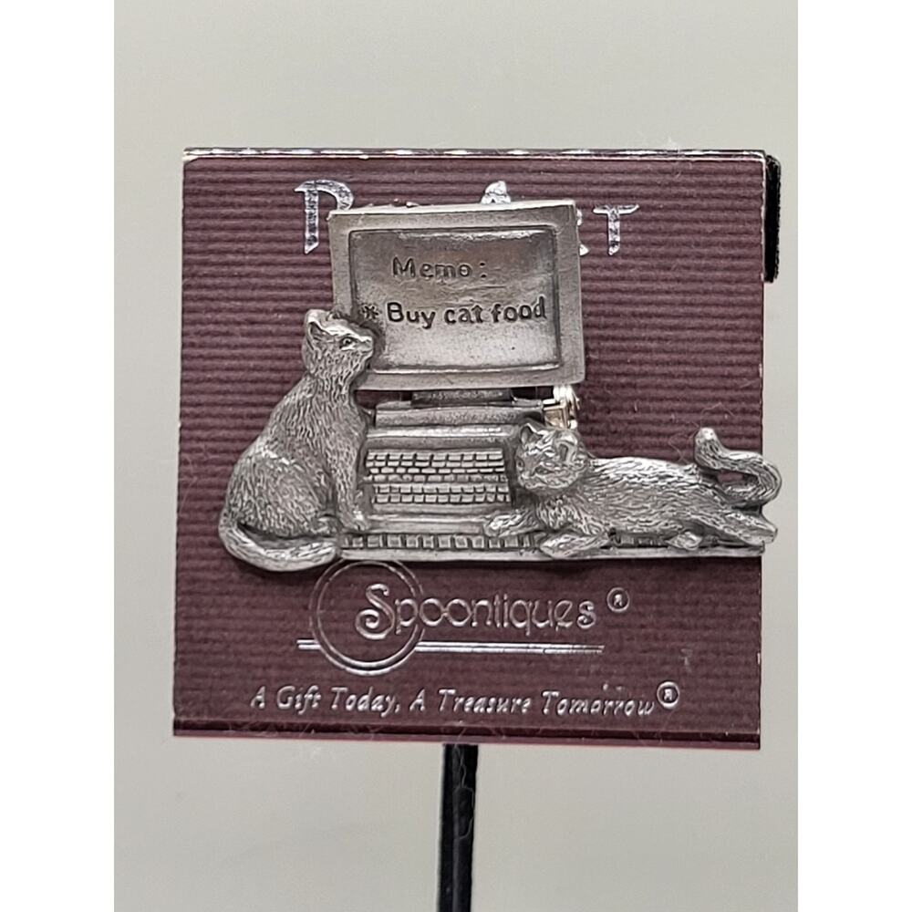 Spoontiques Pewter Cat Brooch Vintage Computer Theme 4143 USA
